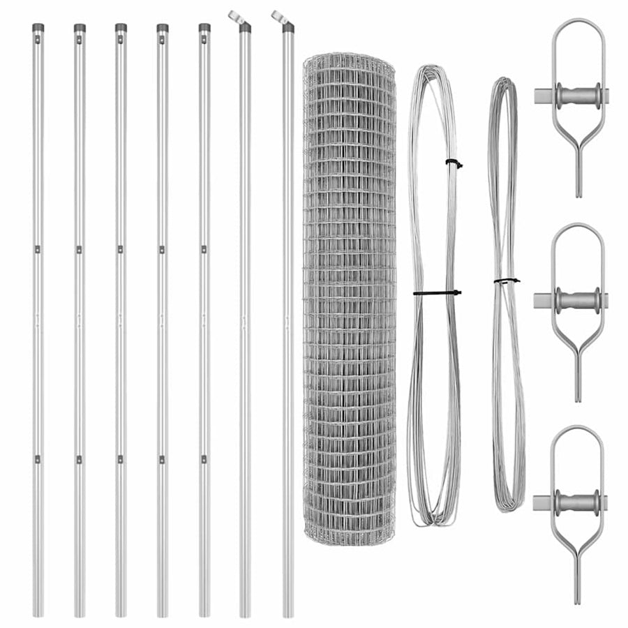 Hek met Paal Zilver 1,6 x 10 m Staal en PVC