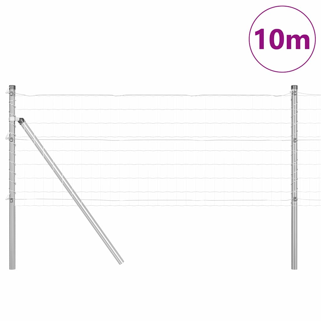 Hek met Paal Zilver 0,8 x 10 m Staal en PVC