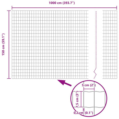 Hek met Paal Zilver 1,5 x 10 m Staal en PVC
