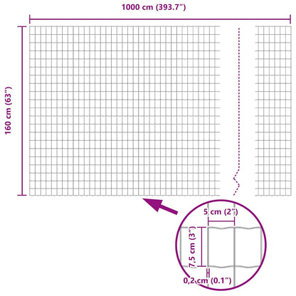 Hek met Paal Zilver 1,6 x 10 m Staal en PVC