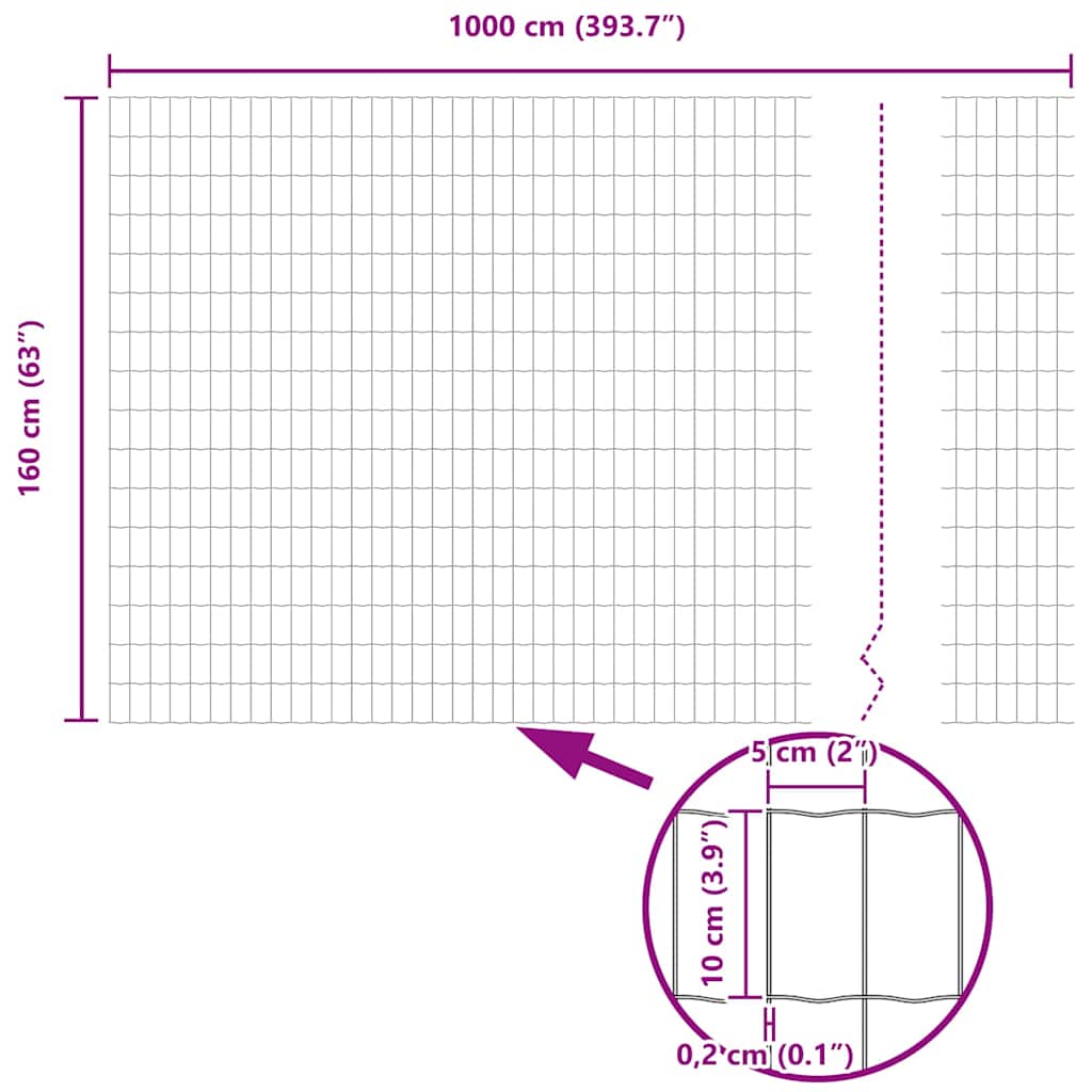 Hek met Paal Zilver 1,6 x 10 m Staal en PVC