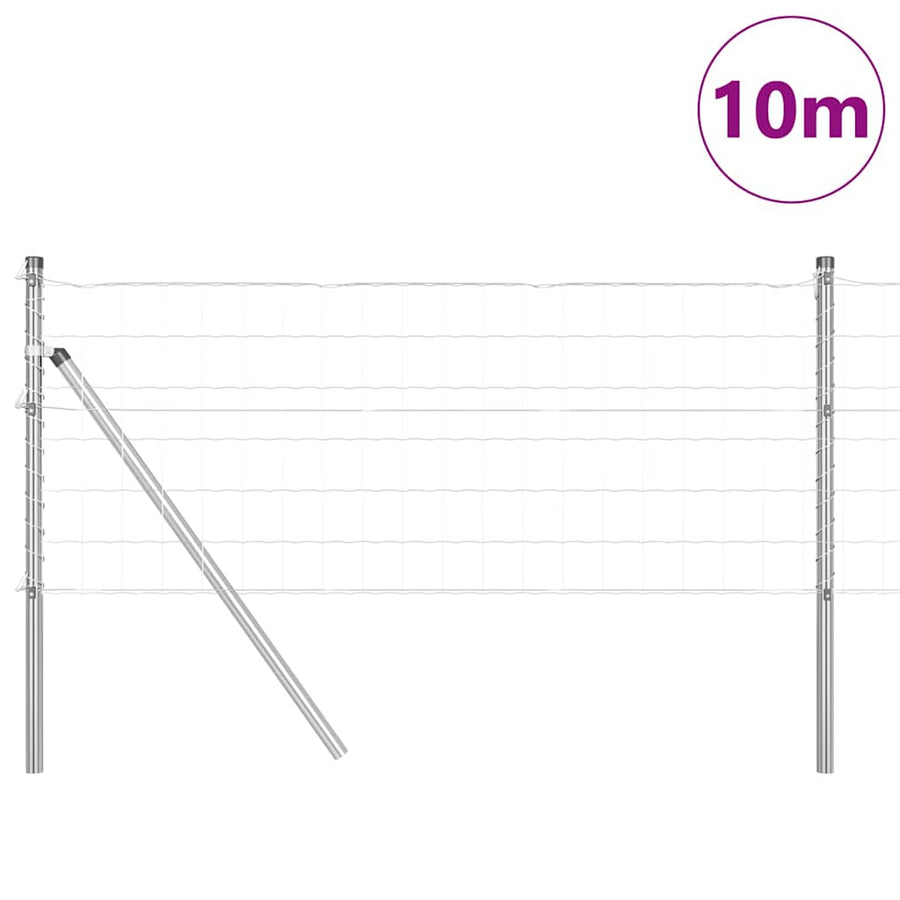 Hek met Paal Zilver 0,6 x 10 m Staal en PVC