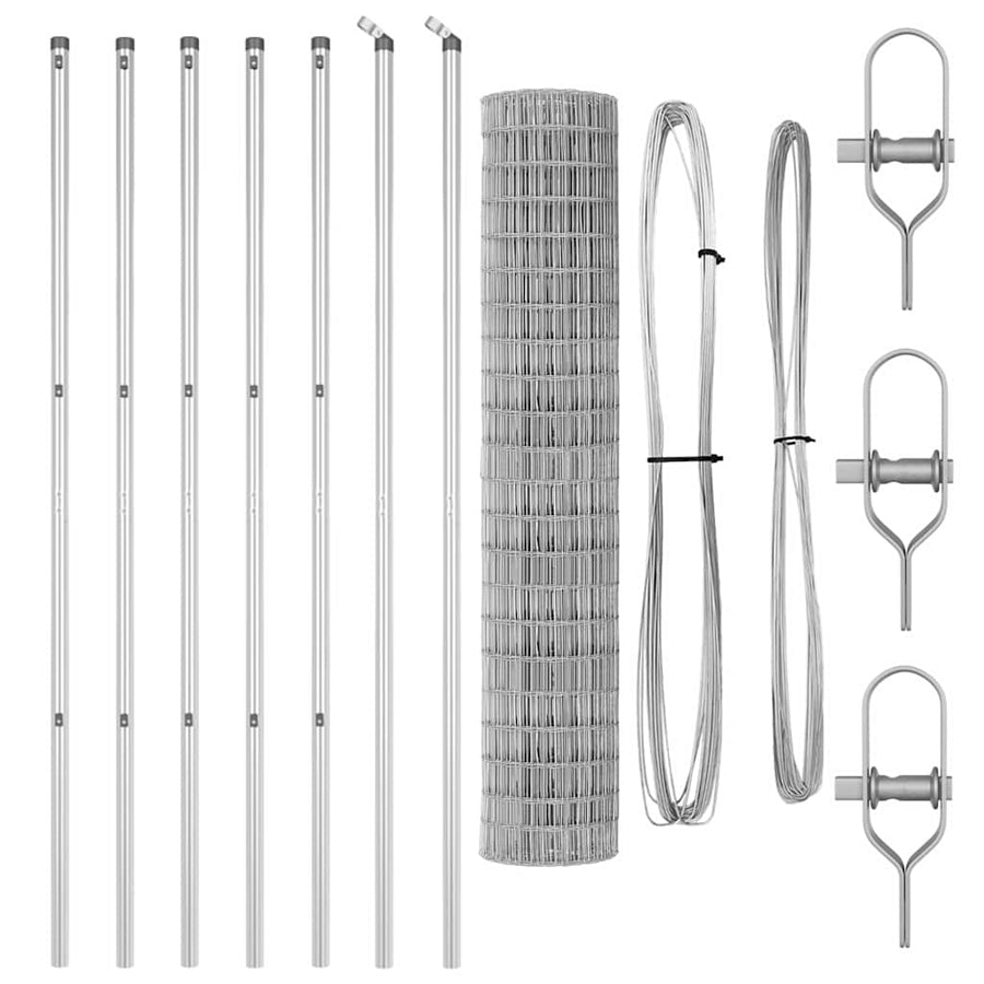 Hek met Paal Zilver 1,5 x 10 m Staal en PVC