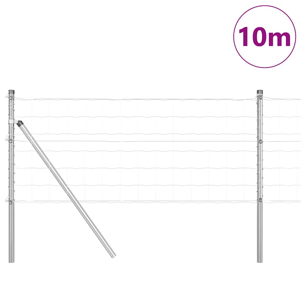 Hek met Paal Zilver 0,4 x 10 m Staal en PVC