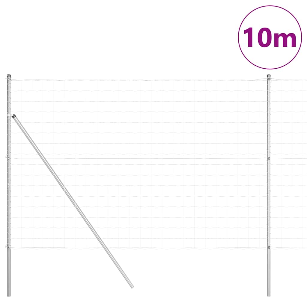 Hek met Paal Zilver 1,6 x 10 m Staal en PVC