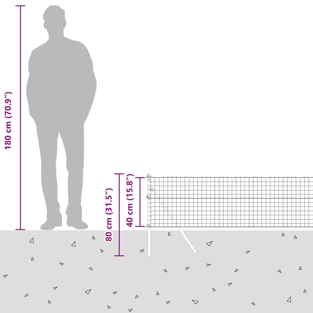 Hek met Palen Grijs 0.4 x 25 m