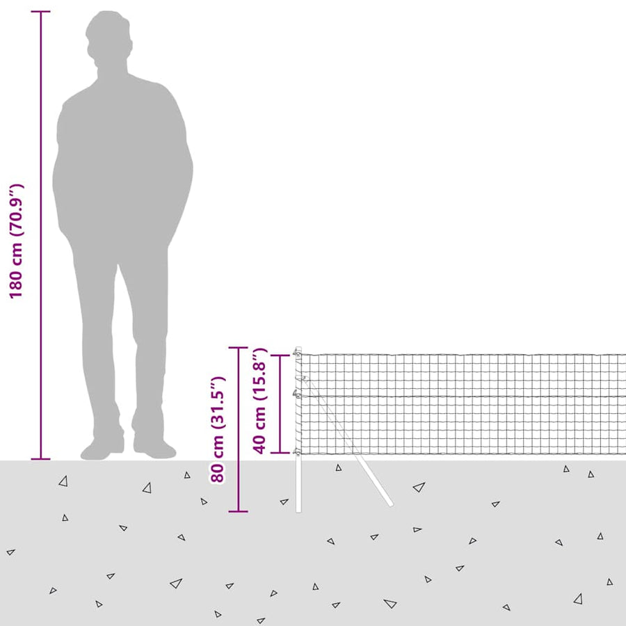 Hek met Palen Grijs 0.4 x 25 m