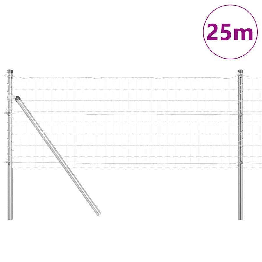 Hek met Paal Zilver 0,4 x 25 m Staal en PVC