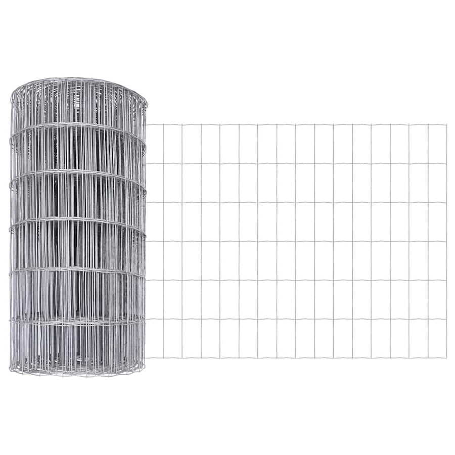 Hek met Paal Zilver 0,6 x 25 m Staal en PVC
