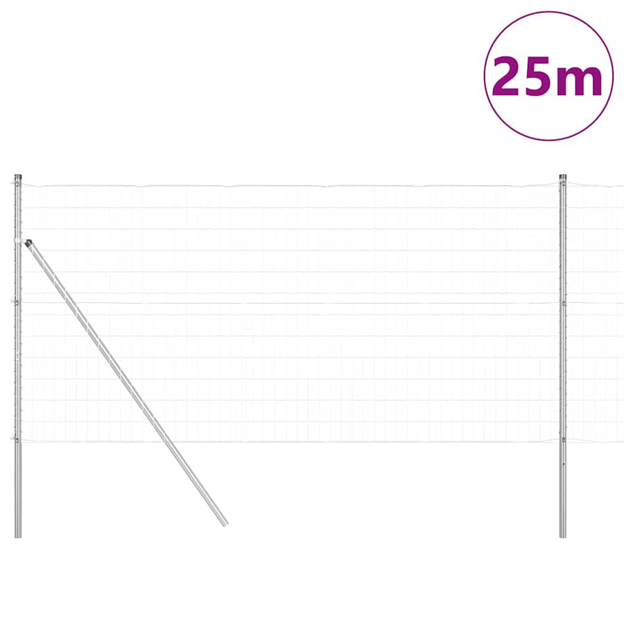 Hek met Paal Zilver 1,2 x 25 m Staal en PVC