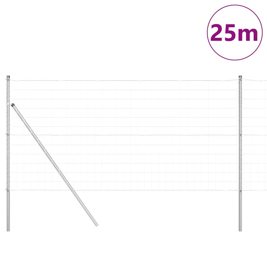 Hek met Paal Zilver 1 x 25 m Staal en PVC