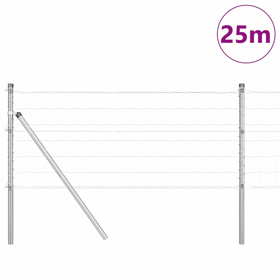 Hek met Paal Zilver 0,8 x 25 m Staal en PVC