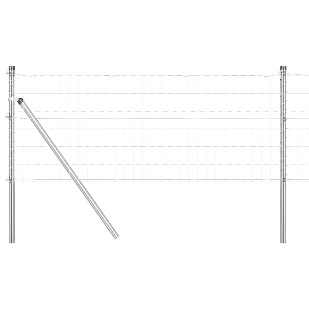 Hek met Paal Zilver 0,6 x 50 m Staal en PVC
