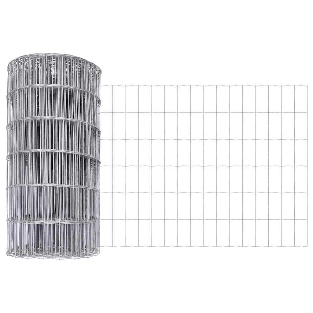 Hek met Paal Zilver 0,6 x 50 m Staal en PVC