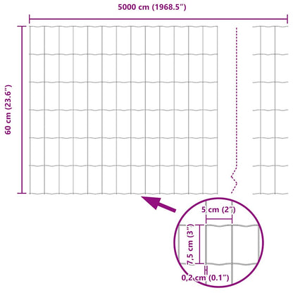 Hek met Paal Zilver 0,6 x 50 m Staal en PVC