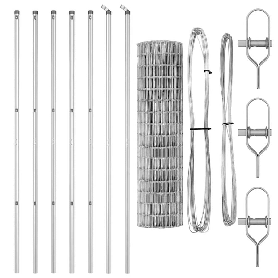 Hek met Paal Zilver 1,2 x 10 m Staal en PVC