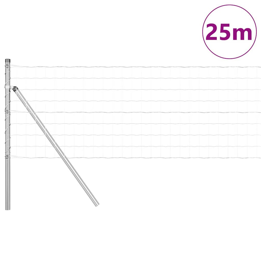 Hek met Paal Zilver 0,4 x 25 m Staal en PVC
