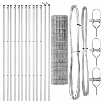 Hek met Paal Zilver 1,2 x 25 m Staal en PVC