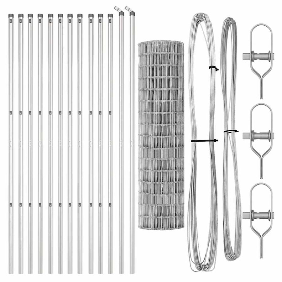 Hek met Paal Zilver 1,2 x 25 m Staal en PVC