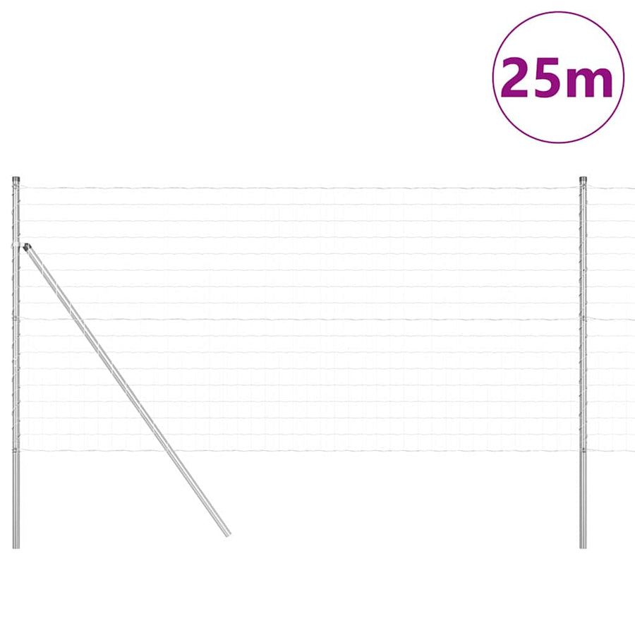 Hek met Paal Zilver 1,2 x 25 m Staal en PVC