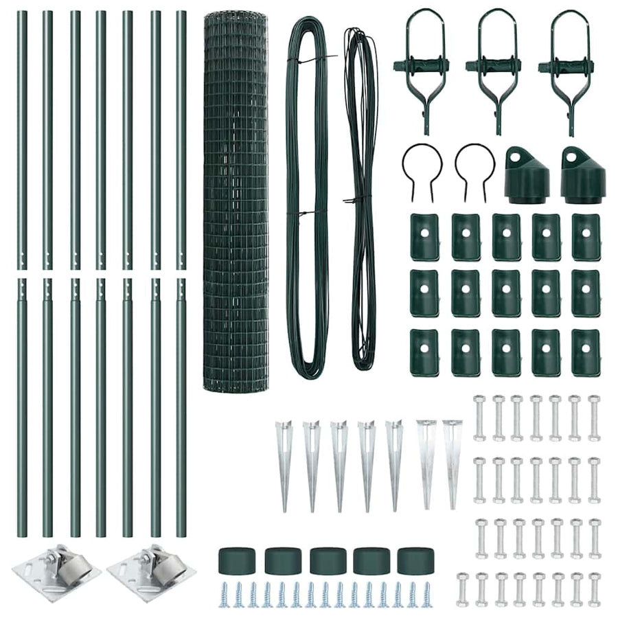 Hek met Paal Groen 1,5 x 10 m Staal en PVC