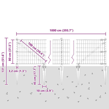 Hek met Paal Groen 0,8 x 10 m Staal en PVC