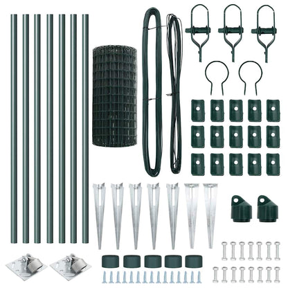 Hek met Paal Groen 0,6 x 10 m Staal en PVC