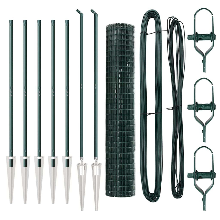 Hek met Paal Groen 1,6 x 10 m Staal en PVC
