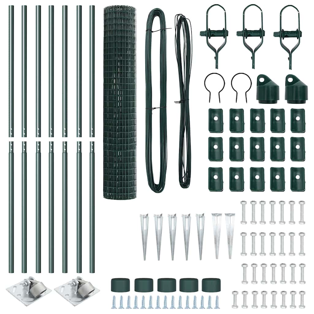 Hek met Paal Groen 1,6 x 10 m Staal en PVC
