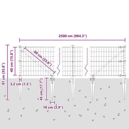Hek met Paal Groen 0,4 x 25 m Staal en PVC