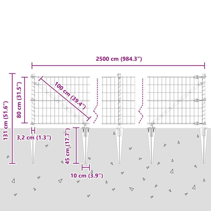 Hek met Paal Groen 0,8 x 25 m Staal en PVC