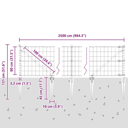 Hek met Paal Groen 0,8 x 25 m Staal en PVC