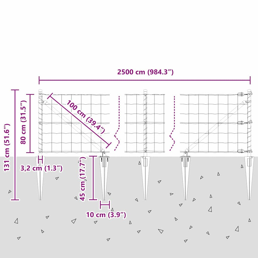 Hek met Paal Groen 0,8 x 25 m Staal