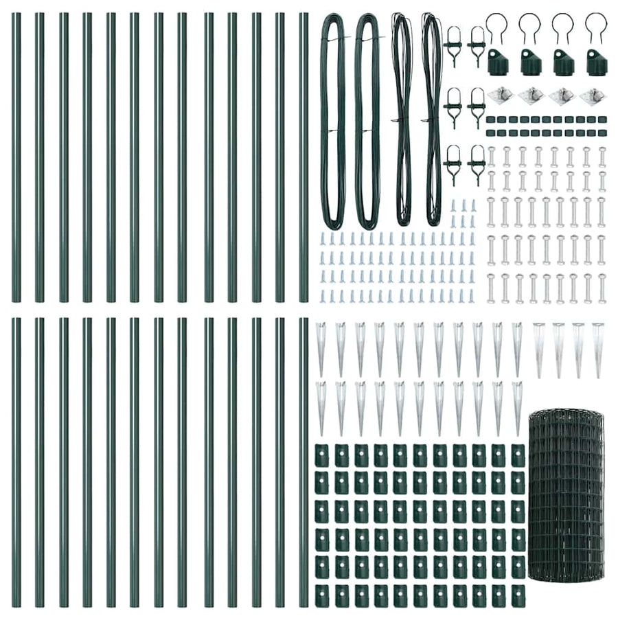 Hek met Paal Groen 0,4 x 50 m Staal en PVC
