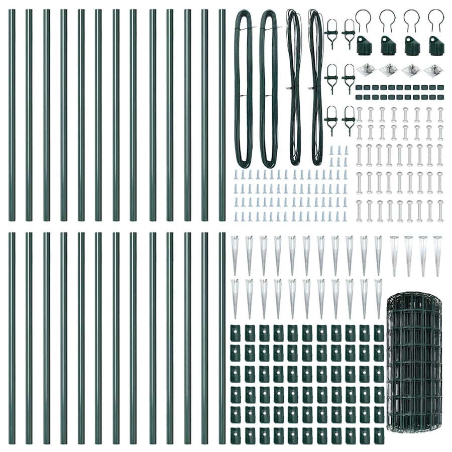 Hek met Paal Groen 0,4 x 50 m Staal en PVC
