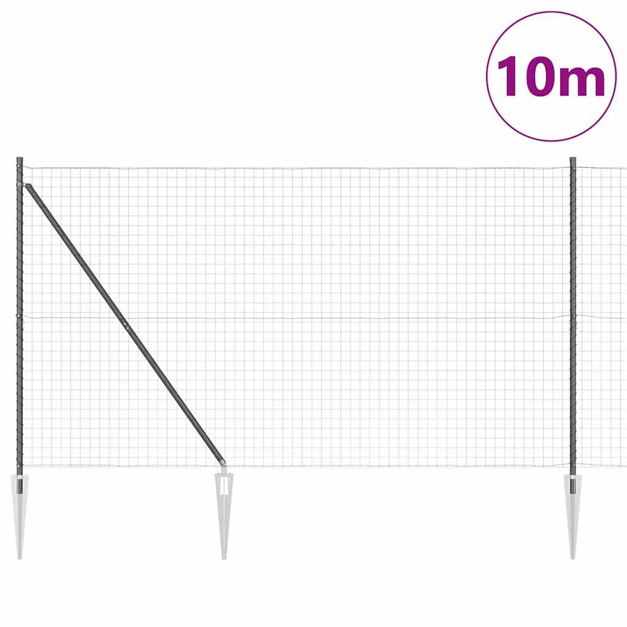 Hek met Paal Grijs 1,6 x 10 m Staal en PVC