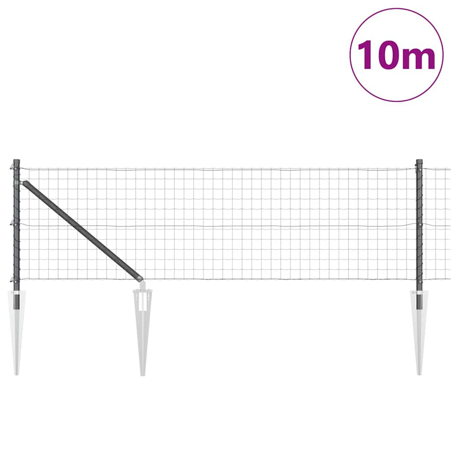 Hek met Paal Grijs 0,8 x 10 m Staal en PVC