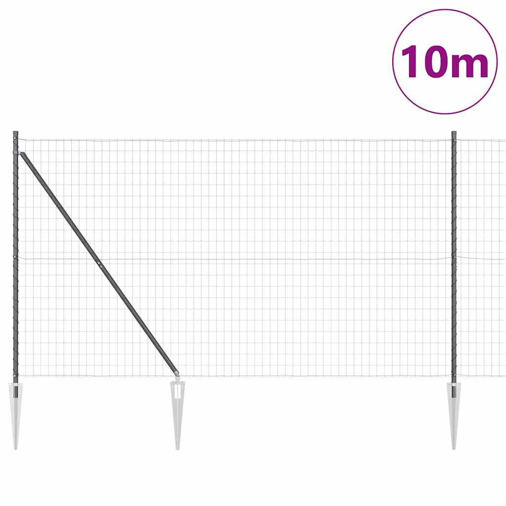 Hek met Paal Grijs 1,5 x 10 m Staal en PVC