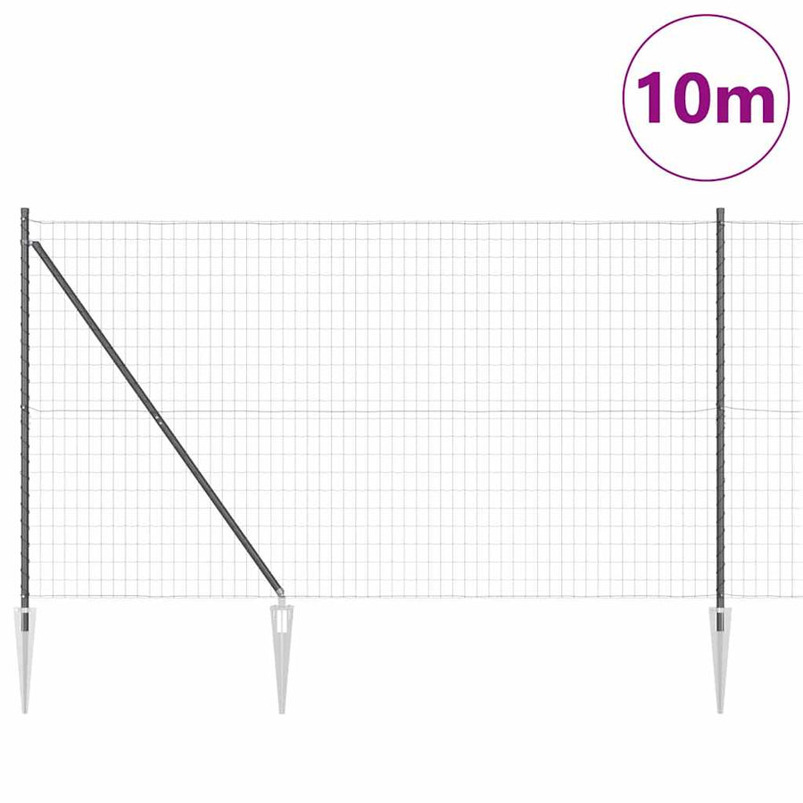 Hek met Paal Grijs 1,6 x 10 m Staal en PVC