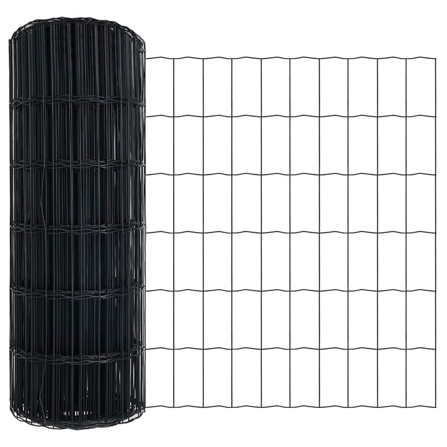 Hek met Paal Grijs 0,8 x 10 m Staal en PVC