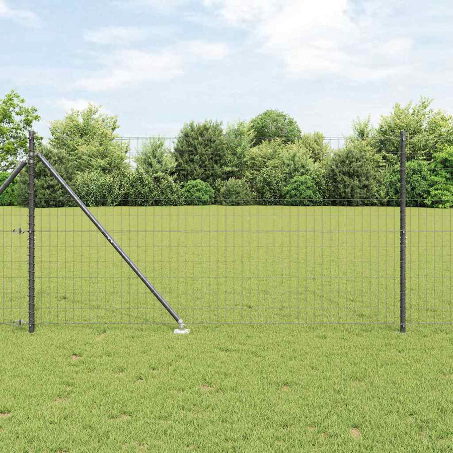 Hek met Paal Grijs 1,4 x 10 m Staal en PVC