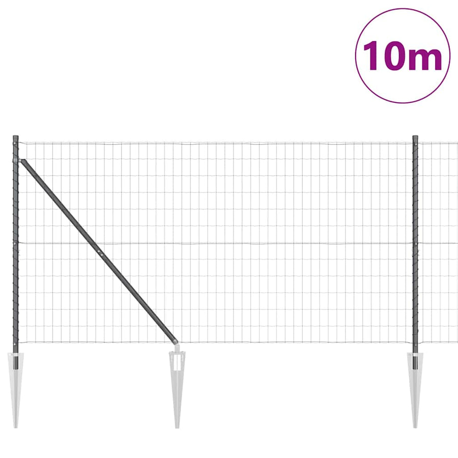 Hek met Paal Grijs 1,4 x 10 m Staal en PVC