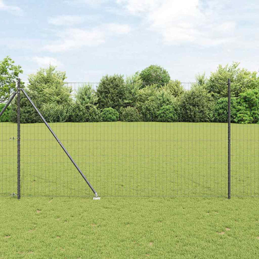 Hek met Paal Grijs 1,6 x 10 m Staal en PVC