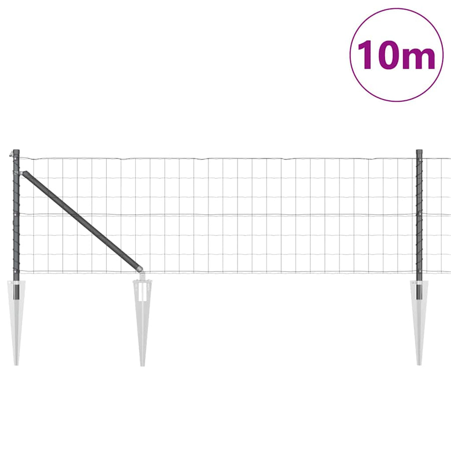 Hek met Paal Grijs 0,6 x 10 m Staal en PVC