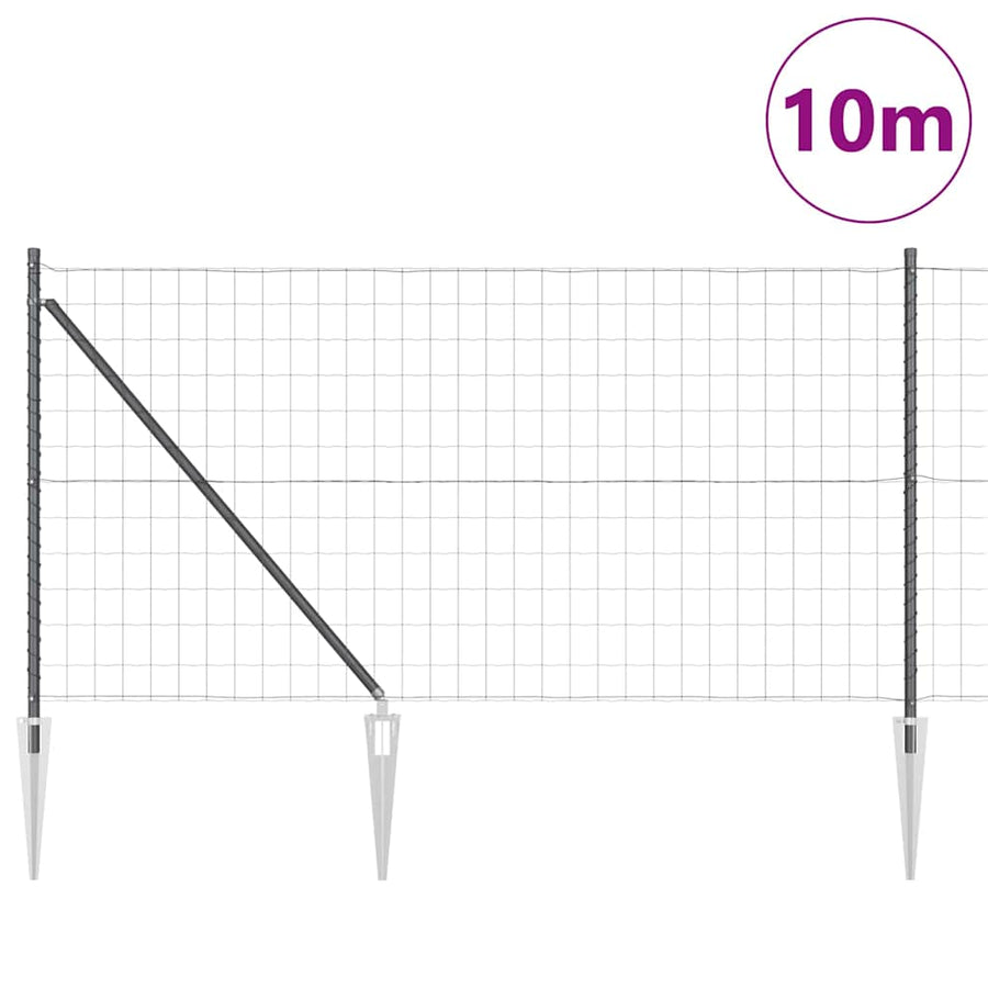 Hek met Paal Grijs 1 x 10 m Staal en PVC