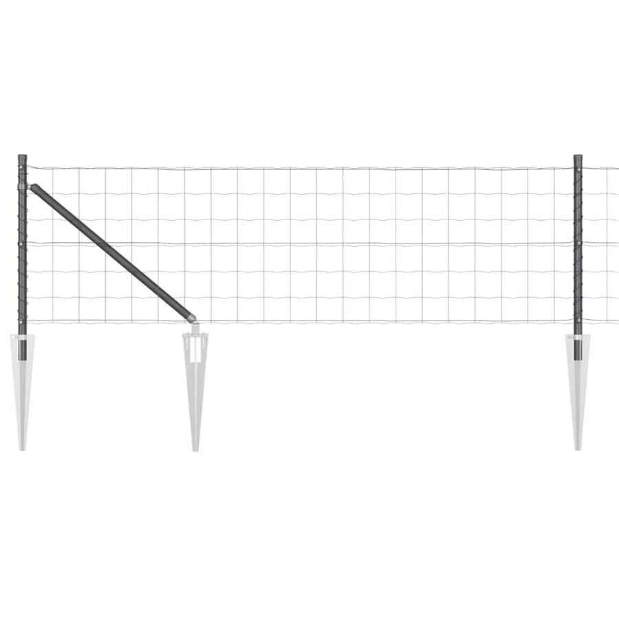 Hek met Paal Grijs 0,6 x 10 m Staal en PVC