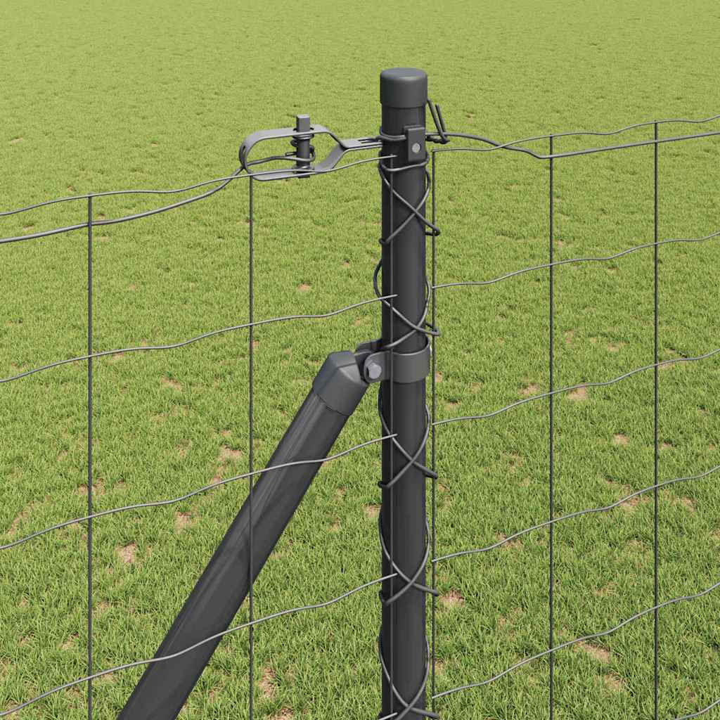 Hek met Paal Grijs 1,6 x 10 m Staal en PVC
