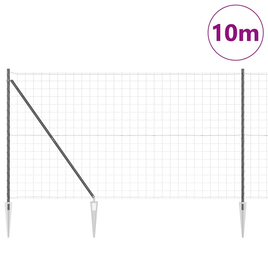 Hek met Paal Grijs 1,6 x 10 m Staal en PVC