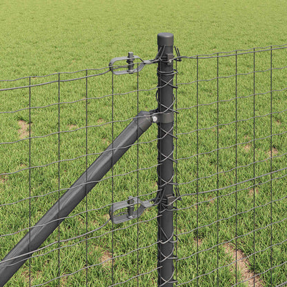 Hek met Paal Grijs 0,4 x 25 m Staal en PVC