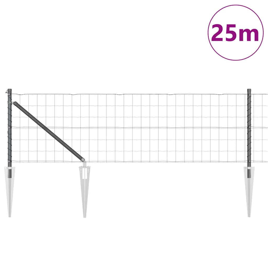 Hek met Paal Grijs 0,4 x 25 m Staal en PVC